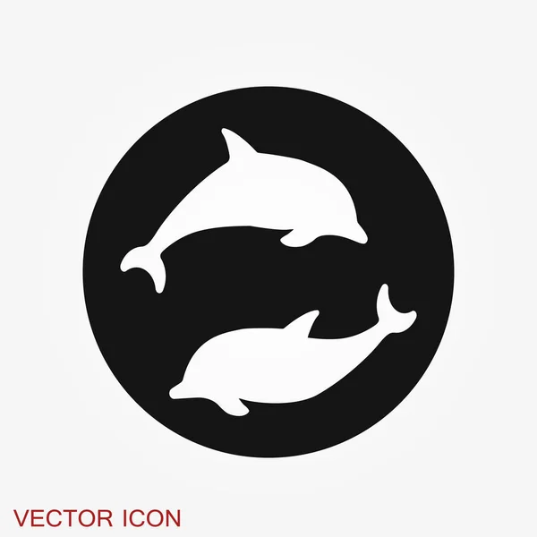 Icono de delfín, icono de vector de mamíferos acuáticos para aplicaciones y sitios web de animales — Vector de stock