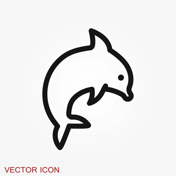 Delfin-Symbol, Vektor-Symbol für Säugetiere im Wasser für tierische Apps und Webseiten — Stockvektor