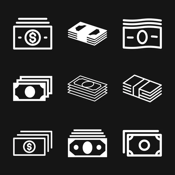 Moneda Icono vectorial de billetes. El estilo de ilustración es un icono plano — Vector de stock