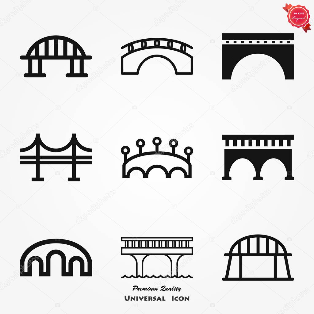 Bridge icon in flat style. Road business concept.