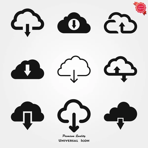 Icono de nube, esquema e ilustración de vectores sólidos — Vector de stock