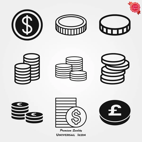 Munten pictogram geïsoleerd op de achtergrond. Geld symbool — Stockvector