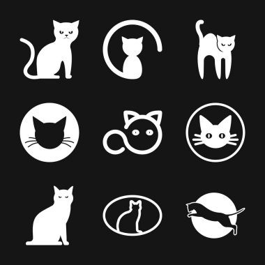 Kedi simgesi. Logo tasarım vektör şablonu Düz stil.