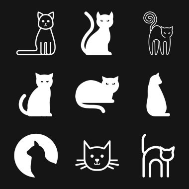 Kedi simgesi. Logo tasarım vektör şablonu Düz stil.