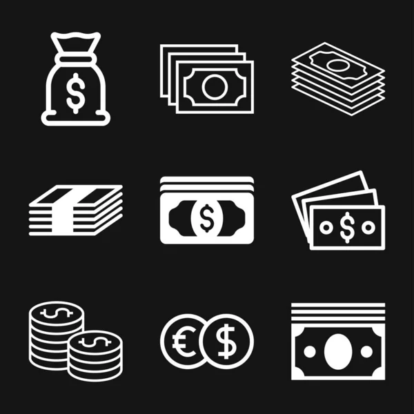 Geld. Lijn pictogram vector illustratie. Betalingssysteem. — Stockvector