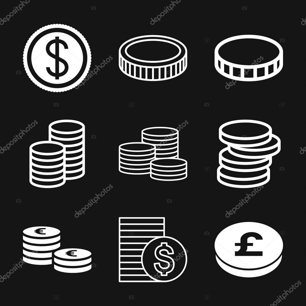 Coins Icon isolated on background. Money symbol