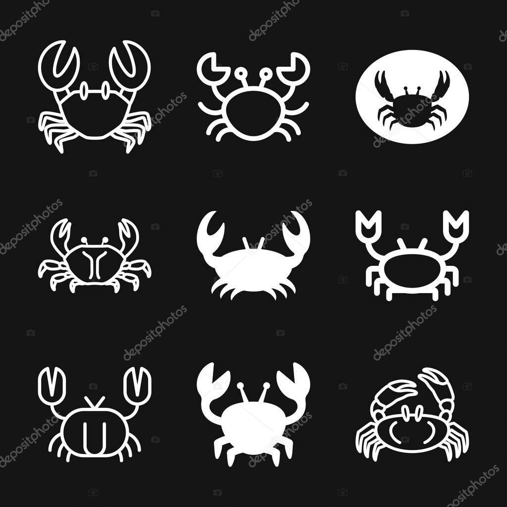 Crab vector icon. crab sign on background