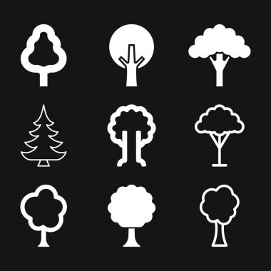 Ağaç simgesi, arkaplanda izole edilmiş ağaç sembolü.