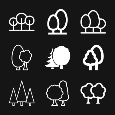 Ağaçlar simgesi, arkaplanda izole edilmiş ağaç sembolü.