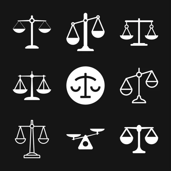 Ícone Escala Escalas Justiça Vetor Ícone Símbolo Tribunal Justiça Sinais — Vetor de Stock
