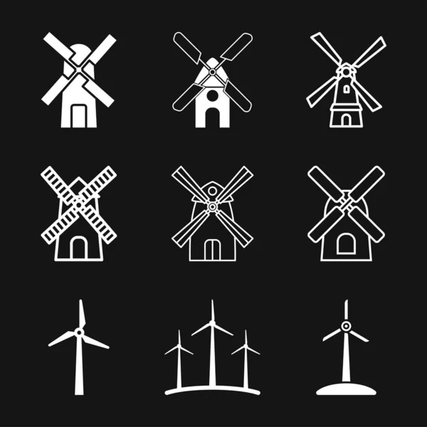 Windmolen Icoon Windturbine Symbool Geïsoleerd Achtergrond — Stockvector