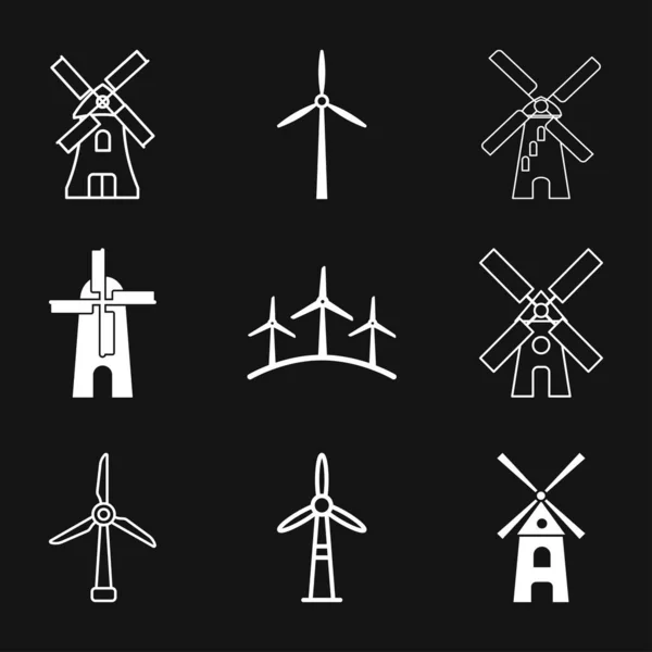Ikona Wiatraka Symbol Turbiny Wiatrowej Odizolowany Tle — Wektor stockowy
