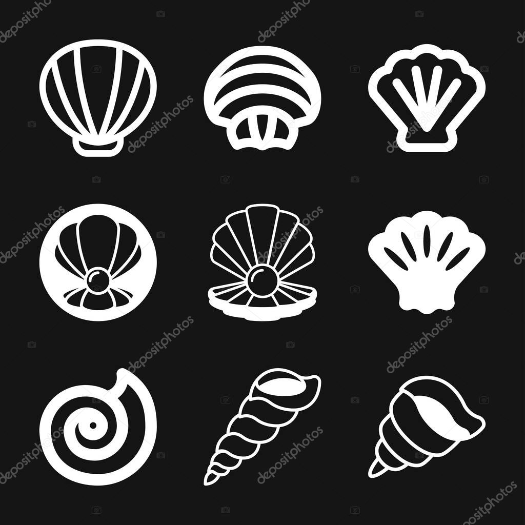 Shell icon, sea animal symbol isolated on background. Vector sign