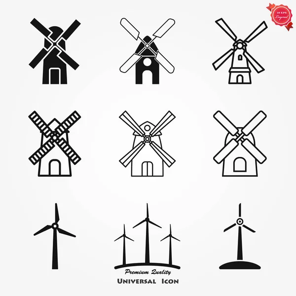 Windmill Ikon Vindturbin Symbol Isolerad Bakgrunden — Stock vektor