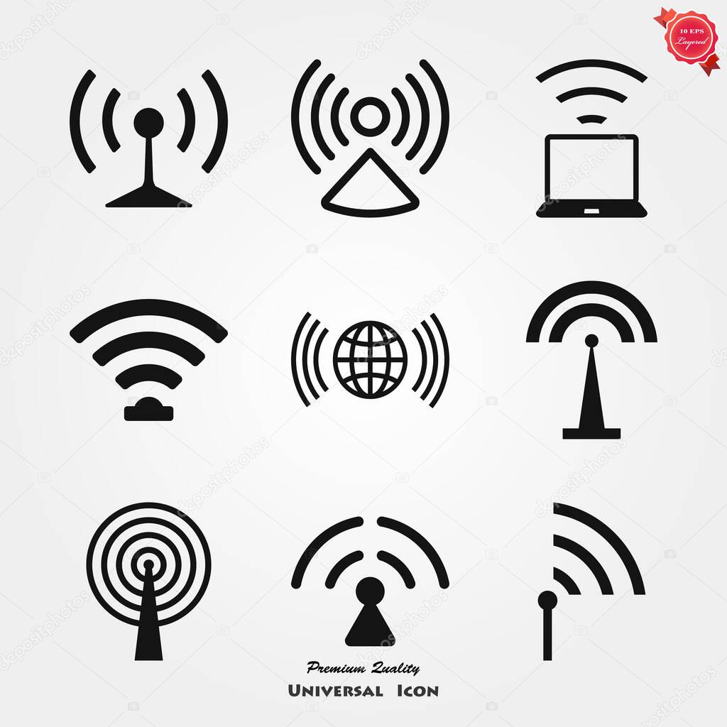 Wifi icon. Computer and network connections symbol isolated on background.