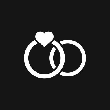 Yüzük ikonu, nişan ve alyans. Çizgi tasarımı, Vektör düz illüstrasyon