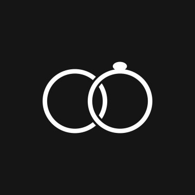 Yüzük ikonu, nişan ve alyans. Çizgi tasarımı, Vektör düz illüstrasyon