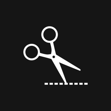 Makas simgesi. Arkaplanda kesik çizgileri izole edilmiş vektör makası