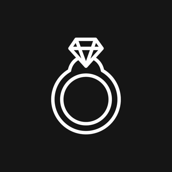 Ring Icon Engagement Wedding Ring Line Art Design Vector Flat — Stock Vector