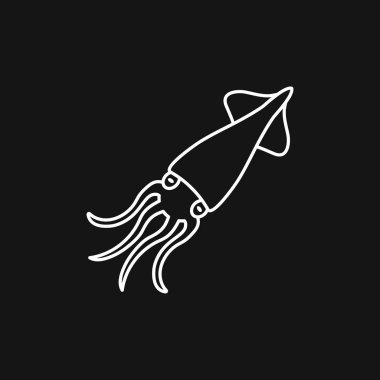 Kalamar simgesi. Arka planda soyut mürekkep balığı. EPS 10. Vektör illüstrasyonu