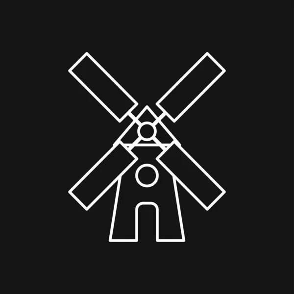 Windmill Ikon Vindturbin Symbol Isolerad Bakgrunden — Stock vektor