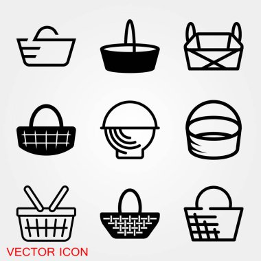 Basket ikonu, kaşık barbekü tabağı. Vektör