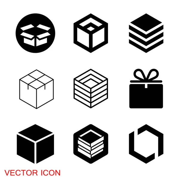 Icono Caja Iconos Caja Regalo Vectorial Vacaciones — Vector de stock