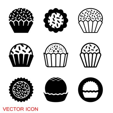 Brigadeiro ikon vektörü. Brezilyalı tatlı tuğgeneral tasarım illüstrasyonu.