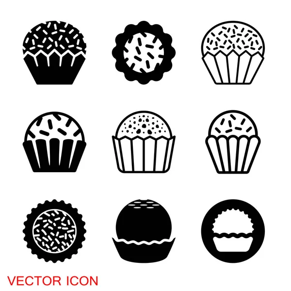 Brigadeiro ikon vektörü. Brezilyalı tatlı tuğgeneral tasarım illüstrasyonu.