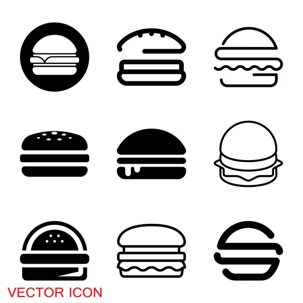 Burger-Ikone, flaches Design Hamburger Web-Ikone. Vektorillustration — Stockvektor