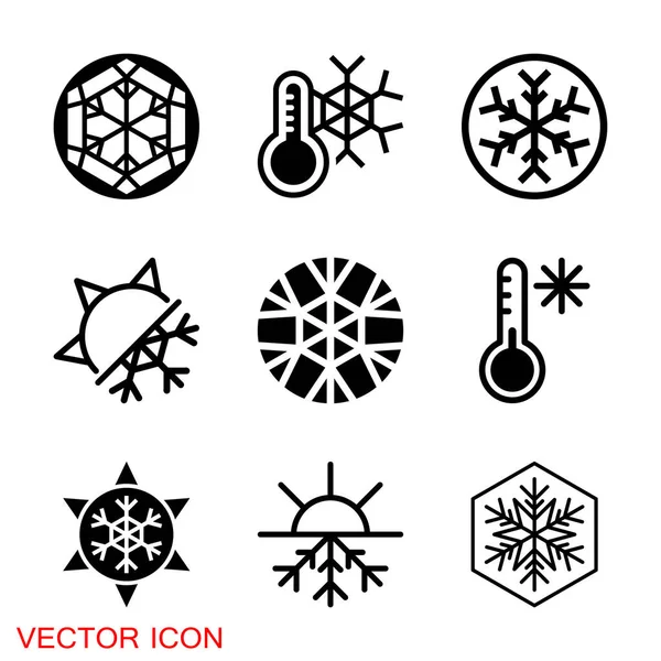 Icono frío. Icono de signo de copo de nieve. Símbolo de aire acondicionado. Vector — Vector de stock