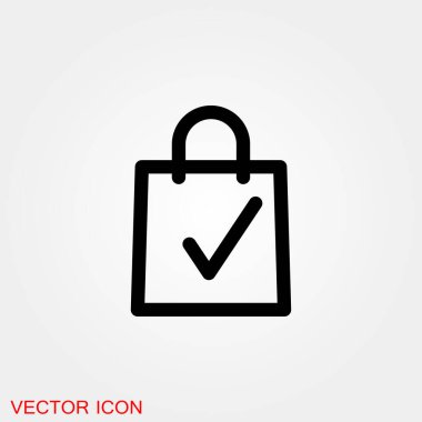 Çanta simgesi. Alışveriş çantası Vektör illüstrasyonu