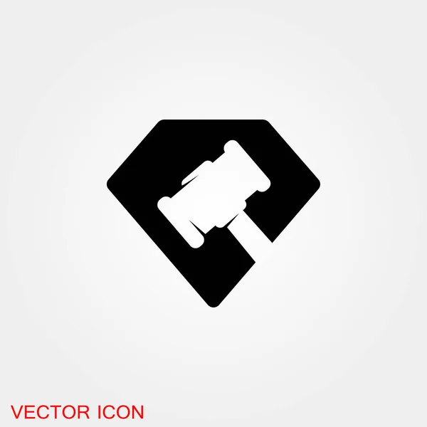 Veiling Icoon Rechter Veilinghamer — Stockvector