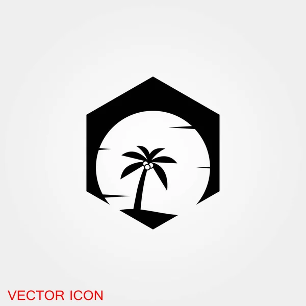 Icono Playa Iconos Verano Con Signo Fondo — Vector de stock