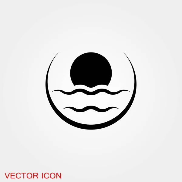 Icono Playa Iconos Verano Con Signo Fondo — Vector de stock