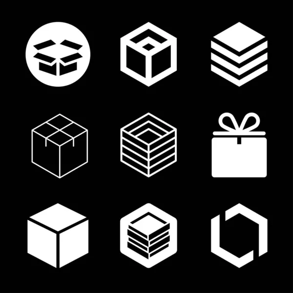 Icono Caja Iconos Caja Regalo Vectorial Vacaciones — Vector de stock