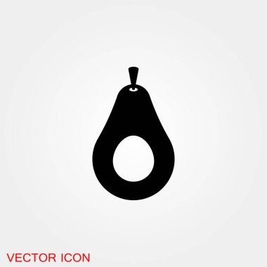 Web ve mobil için Avokado simgesi, modern minimalist düz tasarım. Açık gri arkaplanda vektör koyu gri simge.