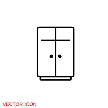 Dolap simgesi, mobilya ve ev dekoru simgeleri. Vektör