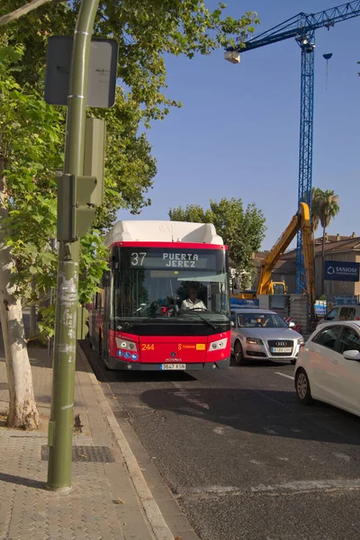 Öffentlicher Bus Der Stadt Sevilla Andalusien Spanien — Stockfoto