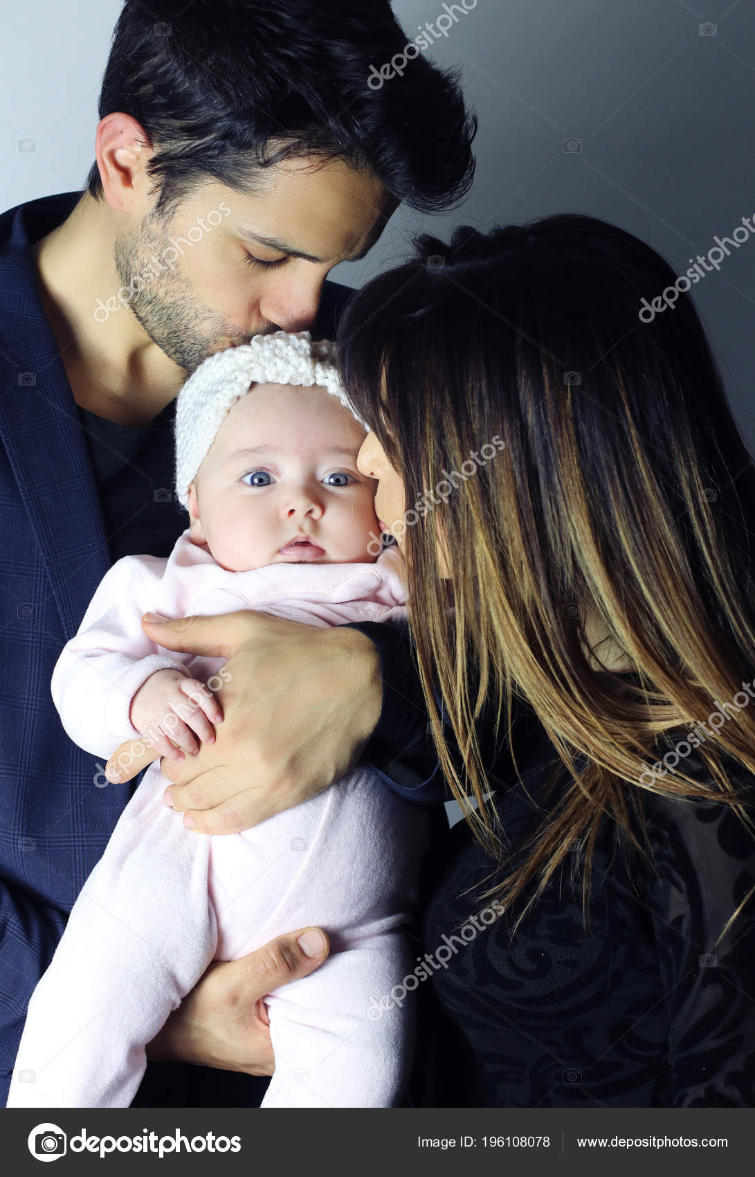 Happy Parents Holding Hands Cute Little Daughter Happiness Love ...