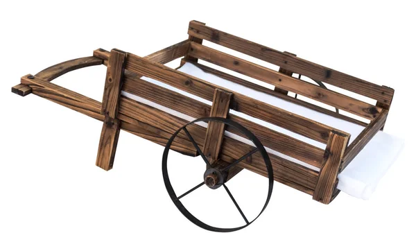 Carretilla de madera sobre dos ruedas — Foto de Stock