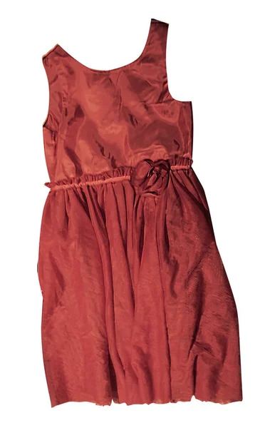 Vestido de bebê vermelho no fundo branco — Fotografia de Stock