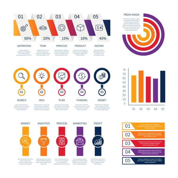 Daten Geschäft Infografik Armaturenbrett Diagramm Control Panel Analyse Währungslinie Symbole — Stockvektor