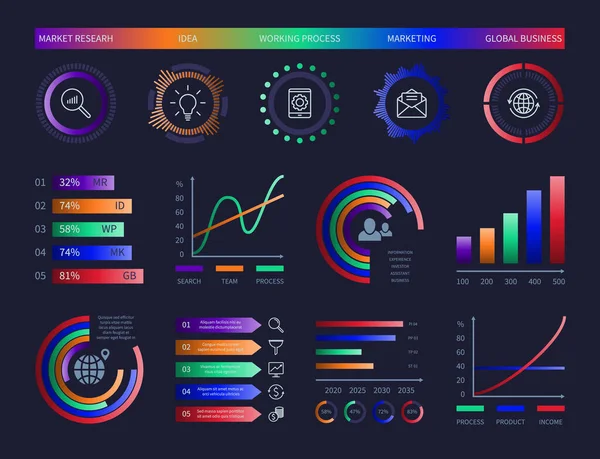 Technologie Hud Vector Infographic Diagramme Digital Illustration Grafik Daten Chart — Stockvektor