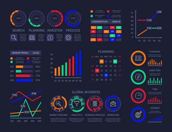 Moderne Infografik Hud Timeline Statistiken Finanzen Diagramme Information Visualisierung Illustration — Stockvektor