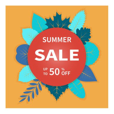 Modern tasarım şablonu yaz satışı. Dinamik iş satış afişleri, özel teklif, reklam pazarlama, sezon sonu yapraklı ticaret şablonu, yaz arkaplanı. Vektör çizimleri kümesi.