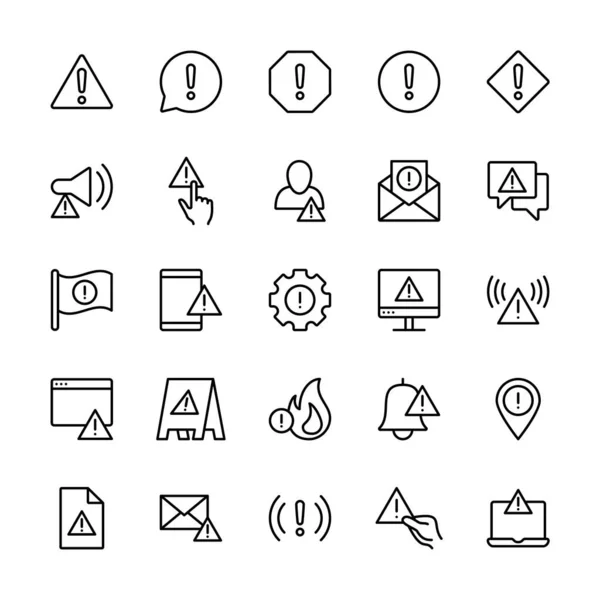 Conjunto Iconos Símbolo Vectorial Advertencia Atención Contiene Iconos Como Alerta — Vector de stock