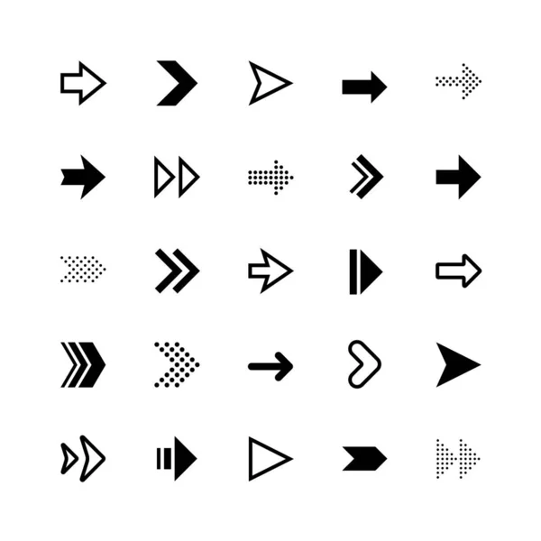 Pijlen Vector Pictogram Ingesteld Cursor Verzameling Van Zwarte Richtingspijlen Voor — Stockvector