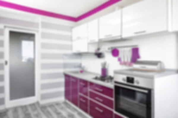 Blurred Kitchen Interior Purple White Gray Colours Trendy Ultraviolet Kitchen — Stok fotoğraf