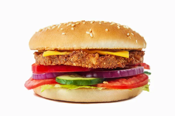 Falafel Χορτοφαγικό Burger Λαχανικά Που Απομονώνονται Λευκό Φόντο — Φωτογραφία Αρχείου